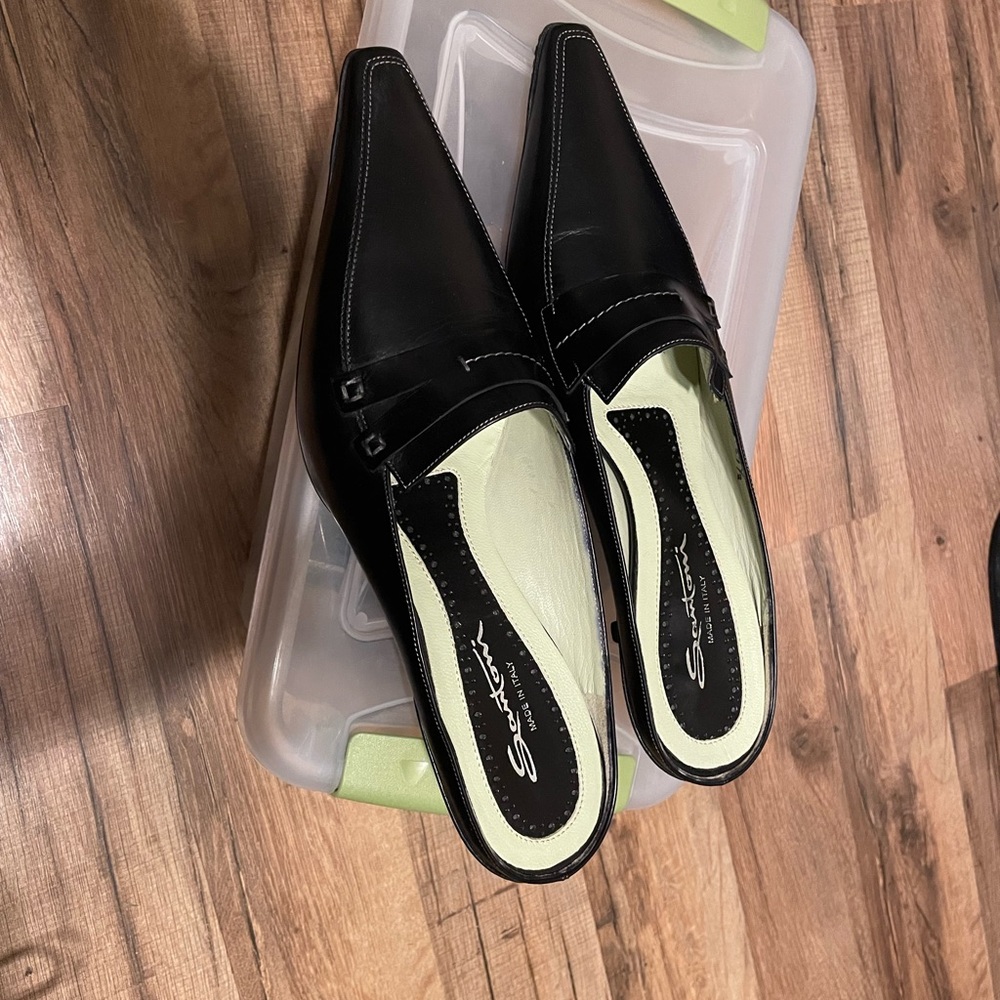 Santoni mule kitten heels made in Italy